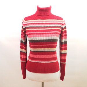 Gap Red Striped Turtleneck Sweater